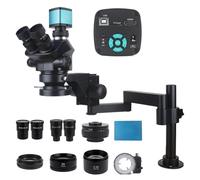 Microscopio estéreo trinocular 4K 48MP - Juego de base de abrazadera plegable 3.5-200X HDMI VGA USB(55MP 4K 2K HDMI USB)