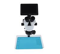 Microscopio Estéreo Trinocular, Barril Giratorio de 360 °, Pantalla LCD de 7 Pulgadas, Microscopio Trinocular Digital de Vidrio óptico de Alta Precisión para Electrónica