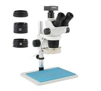 Microscopio estéreo Trinocular con Zoom 3,35x 6,7X 45X 90X, Lente Barlow 4K UHD, cámara de medición Digital for enseñanza Industrial para reparación y Soldadura(Gold)