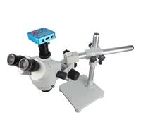 Microscopio estéreo Trinocular Focal Simul con Soporte de Brazo único, cámara de vídeo USB de 38MP, microscopio Digital electrónico Industrial(A)