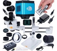 Microscopio estereoscópico Jupiter Pro MSJP-T-SDMS1 Set - Cabeza trinocular 7x-45x, rotación de 360°, larga distancia de trabajo | Cámara microscópica Acuario PRO HDMI USB-C de 8,29 MP | 144 LED