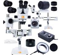 Microscopio estereoscópico Trinocular Jupiter Pro MSJP-T-SDMS1 Set con iluminación LED de 56 x y lente de 0,5 x | zoom 7x 45x ampliable hasta 270x, distancia de trabajo de 165 mm | para electrónica