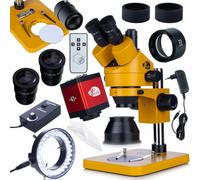 Microscopio estereoscópico Trinocular Rosfix Mercury S MSMS-T-PS1-O Set con cámara FullHD HDMI/VGA, Barlow 0,5X, anillo de luz LED 56x | Zoom 7 - 45x, distancia de trabajo 100 mm | Electrónica