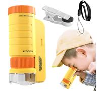 Microscopio Infantil Clip para móvil, LED, Compacto, Enfoque Ajustable | Microscopio De Mano 60x-120x para exploración al aire libre, camping, naturaleza, insectos y ciencia escolar Amarillo