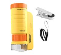Microscopio Infantil Clip para móvil, LED, Compacto, Enfoque Ajustable | Microscopio educativo 60x-120x Para Exploración Al Aire Libre, Educación Científica, Observación De La Naturaleza Y Amarillo