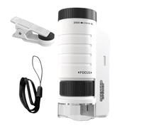 Microscopio Infantil Clip para móvil, LED, Compacto, Enfoque Ajustable | Microscopio educativo 60x-120x Para Exploración Al Aire Libre, Educación Científica, Observación De La Naturaleza Y Blanco
