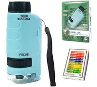 Microscopio Infantil portátil Aiwdeyi 60x-120x, Microscopio de Bolsillo Educativo con led, pequeño Alcance Infantil con láminas | Jouete Científico Niñas Niños 4-16 años