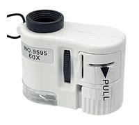 Microscopio LED de bolsillo - Microscopio de bolsillo con luz, minii microscopio portátil de mano 60x Microscopio para niños, Batería de botón incorporada, Fácil de usar, Material didáctico para adult