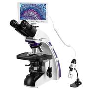 Microscopio, Microscopio Compuesto trinocular Profesional de Laboratorio con Zoom biológico HD + LCD VGA 7 Pulgadas + electrónico Digital portátil para Estudiantes, Laboratorio Escolar
