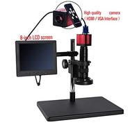 Microscopio Microscopio Digital 1080p Cámara Industrial USB + 180x Lente de Montaje C + Todo Metal Stand Grande + 56 LED LED +8 "LCDCD (Color : Package 3)