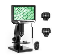 Microscopio, Microscopio Digital 2000X 7 IPS 12MP 1080P Laboratorio biológico Cámara Lente Dual con Control Remoto para Estudiantes, Laboratorio Escolar(with Remote Control)