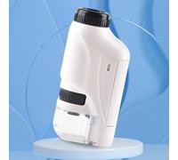 Microscopio monocular portátil para niños a partir de 8 años, aumento ajustable de 60x-120x con iluminación LED, microscopio óptico HD de bolsillo para exteriores (blanco)