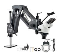Microscopio multidireccional VEVOR con soporte de resorte, microscopio de joyería con aumento de 7X-45X, soporte para incrustaciones de microjoyas con luz LED de anillo USB integrada, microscopio de j