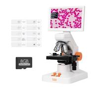 Microscopio Niños Adultos, MatataStudio MT3-5 1600x Microscopio Digital USB con Pantalla Táctil de 7'' Calibrador Vernier Portaobjetos 8MP CMOS Microscopios Biológico Profesional para Escuela Aula Lab