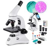 Microscopio Óptico 80X-2000X, Cuerpo Metálico, 2 Oculares WF, Iluminadores Duales, Enchufe UE, Completo Accesorios para Estudiantes Principiantes Adultos