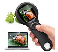 Microscopio para Niños 200X-Microscopio Portátil de 2 Pulgadas con 8 LED Ajustables,Microscopio Digital Compatible con Grabación de Fotos y Videos, Niños de 3 a 12 años (Negro)