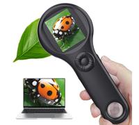 Microscopio para Niños 200X-Microscopio Portátil de 2 Pulgadas con 8 LED Ajustables,Microscopio Digital Compatible con Grabación de Fotos y Videos, Niños de 3 a 12 años (Negro)