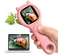 Microscopio para Niños 200X -Microscopio Portátil de 2 Pulgadas con 8 LED Ajustables, MicroscopioDigital Compatible con Grabación de Fotos y Videos, Niños de 3 a 12 años (Rosa)