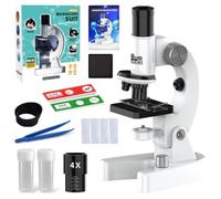 Microscopio para niños, 400 x 1200 x microscopio estudiante con iluminación LED y diapositivas, lente de aumento y juego de accesorios, juego de microscopía portátil para experimentos niños a partir