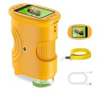 Microscopio para Niños Digital Portátil con Aumento 1000X, Pantalla IPS de 2.0", 8 Luces LED y USB Recargable para Aventuras al Aire Libre - Regalo Educativo a Partir de 3 Años, Color Naranja