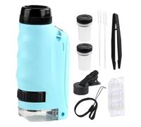 Microscopio para niños: herramienta científica portátil de mano, juguete de laboratorio educativo 250x, iluminación LED incorporada, mejora la exploración del tallo, equipo de aprendizaje premium, via