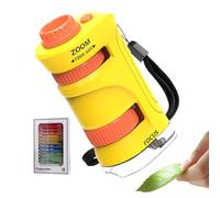 Microscopio para niños: juguete científico educativo, microscopio de aumento con zoom de 60 a 80x con diapositivas de 12 piezas, juguete experimental divertido, ideal para acampar, escuela, hogar,