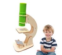 Microscopio para niños - Microscopio para niños, Microscopios inmersivos para, Juego de microscopios de madera, Kit científico de madera con múltiples aumentos, Juguetes de estelas