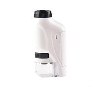 Microscopio para niños, tamaño de bolsillo, lente de zoom 60X-120X con iluminación LED para estudio de plantas de insectos, kit STEM educativo azul (blanco)