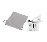 Microscopio para teléfono móvil, Joyería Lupa 60X Lupa LED Luz UV UV Mini teléfono móvil Clip microscopio