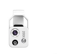 Microscopio portátil alimentado por USB 200X HD con lente CPL para exploración microscópica con clip para smartphone (blanco)