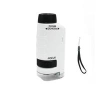 Microscopio portátil de 120x, lupa de bolsillo LED HD con zoom de 60x-120x, funciona con pilas para uso en exteriores, pasatiempos en casa, herramienta educativa (blanco)