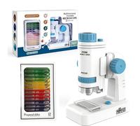 Microscopio Portátil Funmo 80X-200X con Iluminación LED para Niños, Azul, Plástico (B)