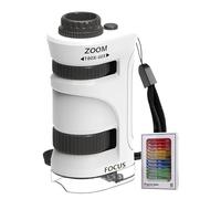 Microscopio Portátil Infantil - Microscopio Infantil con Zoom 60-80X y 12 Portaobjetos - Juguete Educativo de Experimentos | para Aula Senderismo Preescolar Hogar Exterior Acampada y Escuela