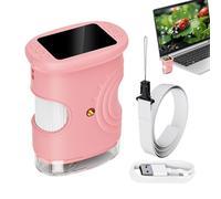 Microscopio portátil para niños, 1000 x juguetes educativos recargables | Microscopio digital manual con pantalla de 5 cm, para niños, niñas, niños, casa, escuela, laboratorio y naturaleza