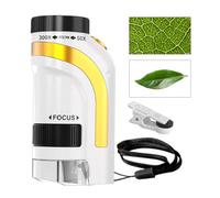 Microscopio Portátil para Niños - Microscopio De Bolsillo | Aumento De 50x-300x con Iluminación LED Y Soporte para Teléfono, para Exploración Científica, Aventuras Al Aire Y Aprendizaje Stem