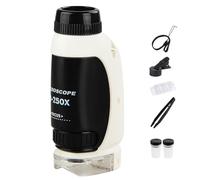 Microscopio portátil para niños, microscopio de bolsillo para niños, Kit de microscopio 50X-250X Juguete de microscopio para niños con luz LED, Juguete preescolar del proyecto STEM, pequeño microscopi