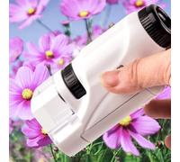 Microscopio portátil para niños, microscopio monocular HD de aumento de 60x-120x con luz LED para niños de 8 años en adelante, herramienta de aprendizaje de ciencia de bolsillo para (blanco)