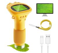 Microscopio portátil para niños, minicámara con Zoom de 1000x, Pantalla per IPS de 2.0", Luces LED USB, se Conecta a PC, fácil de Usar, para Exteriores a Partir de 3 años (Naranja)