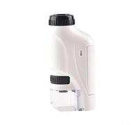 Microscopio portátil para niños, monocular con zoom 60X-120X, luz LED y soporte para teléfono para explorar pequeños objetos naturales e insectos (blanco)