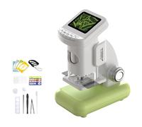 Microscopio portátil recargable para niños con pantalla LCD, ranura para tarjeta de memoria, soporte ajustable para exploración en interiores y exteriores, microscopio digital con tarjeta de memoria