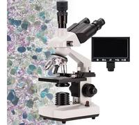 Microscopio trinocular compuesto de aumento 40X-5000X con iluminación LED, microscopio de laboratorio profesional para uso escolar y clínico