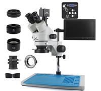 Microscopio Trinocular estéreo con Zoom continuo 3,5X-90X + lente objetivo auxiliar 0,5X 2X 48mp 55mp 4K HDMI cámara microscópica USB(Grey)
