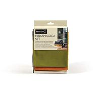 Microset Juego 3 Unidades paños Microfibra, Tela, Naranja/Gris/Azul petróleo, 40 x 35 x 0,5 cm