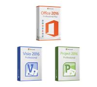 Microsoft Office 2016 Professional Plus + Visio 2016 Professional + Project 2016 Professional Licencia para 3 PC