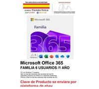 Microsoft Office 365 FAMILIA 6 Usuario, 1 Año, WINDOWS, MAC, ANDROID, IPHONE