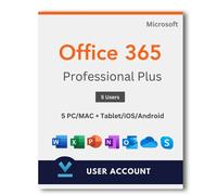 Microsoft Office 365 Pro Plus para Windows y Mac - Cuenta para 5 dispositivos