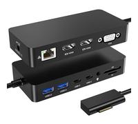 Microsoft Surface Dock, 12 en 1 triple pantalla VGA + estación de acoplamiento de superficie HDMI dual, base de superficie para Surface Pro 11/10/9/8/X/7/6/5/4/3, Surface Book, Surface Go, Surface