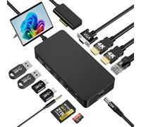 Microsoft Surface Dock, estación de acoplamiento Surface Pro 12 en 1 de triple pantalla HDMI + VGA, Ethernet SD/TF Audio 4*USB, base para Surface Pro 11/10/9/8/X/7/6/5, Surface Laptop 7/Go, Surface
