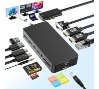 Microsoft Surface Dock Triple Display con fuente de alimentación, 12 en 1 Surface Pro Docking Station Dual 4K HDMI+VGA para Surface Pro 9/8/X/7/6/5/4/3, Surface Laptop go/5/4/3/2/1, Surface Book 3/2/1