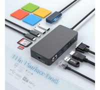 Microsoft Surface Dock Triple Displays HDMI+VGA, estación de acoplamiento Surface Pro 11 en 1 para Surface Pro 10/9/8/X/7/6/5/4, Surface Laptop 6/5/4/3/2/Go, Surface Book (HDMI VGA Ethernet SD/TF